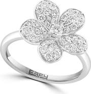 EFFY 925 Silver Diamond Flower Ring