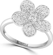 EFFY 925 Silver Diamond Flower Ring