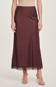 Ted Baker Lace Trim Satin Maxi Skirt