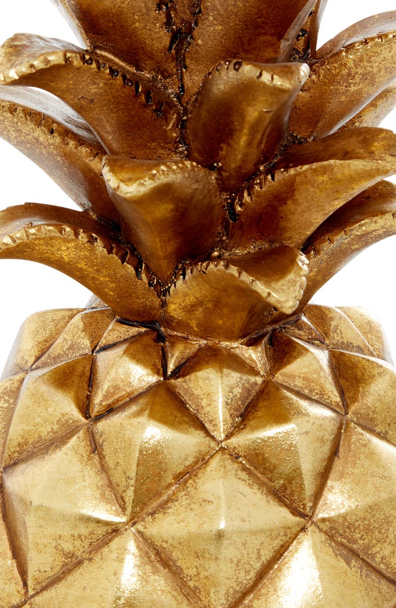 VIVIAN LUNE HOME Goldtone Polystone Pineapple Fruit Sculpture, Alternate, color, 