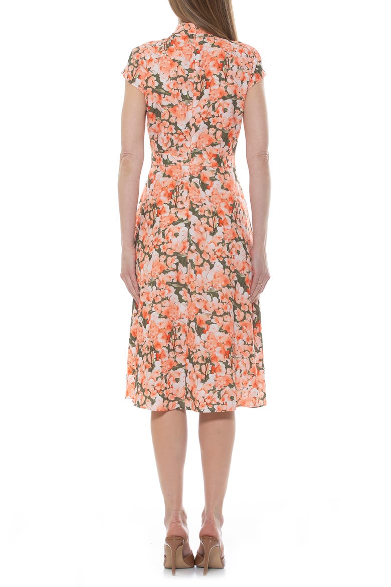 Kidman Neck Tie Fit & Flare Dress, Alternate, color, GREEN GARDEN