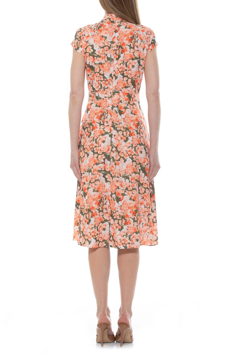Alexia Admor Kidman Neck Tie Fit & Flare Dress, Alternate, color, Green Garden