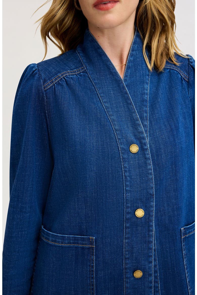 Puff Shoulder Denim Jacket, Alternate, color, APPALOOSA WASH