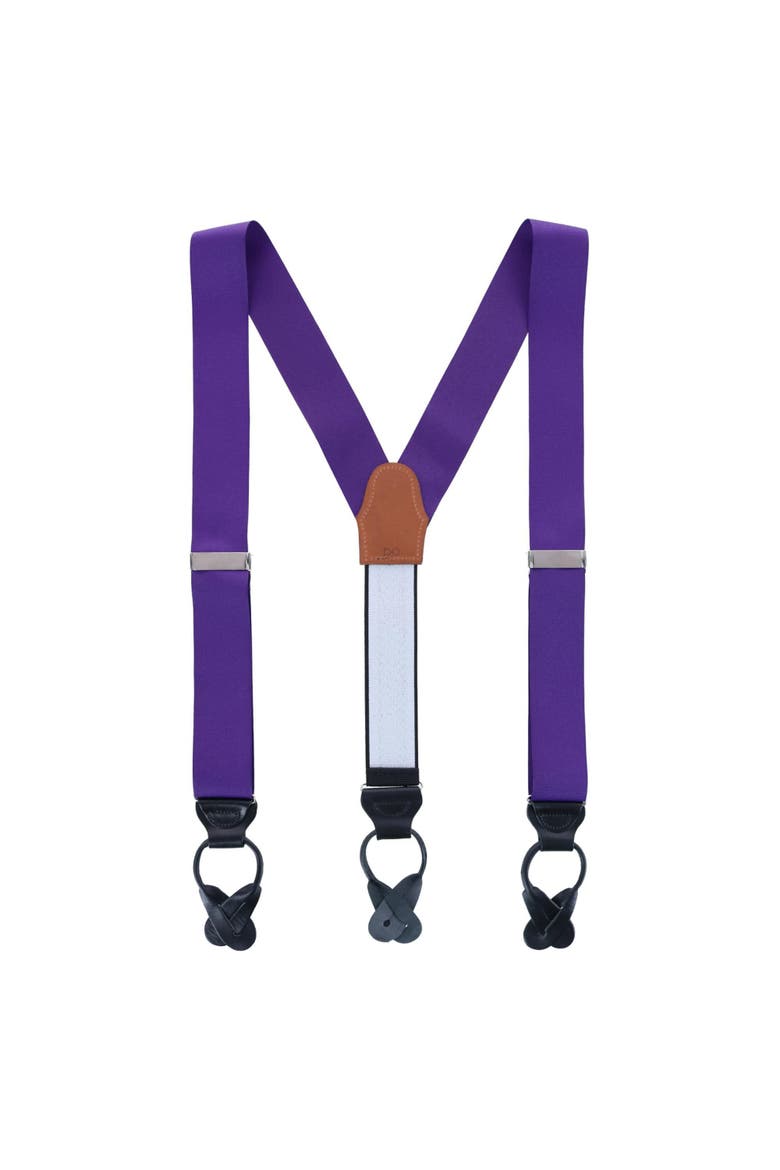 Big & Tall Phoenix Grosgrain Non Stretch Ribbon Button End Suspenders, Alternate, color, Purple