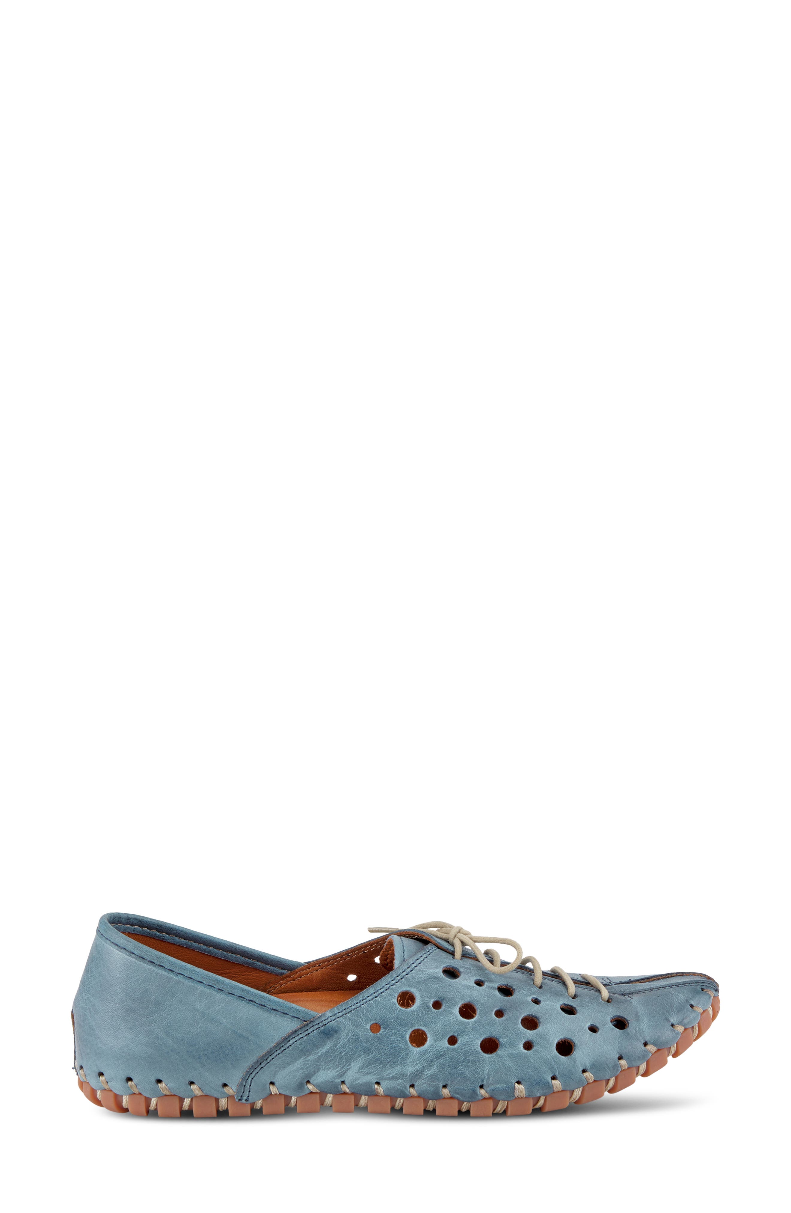Spring Step Moonwalk Perforated Leather Shoe, Alternate, color, Blue