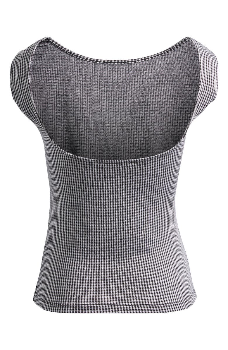Madewell Gingham Low Back Cap Sleeve Top, Alternate, color, Jet Black