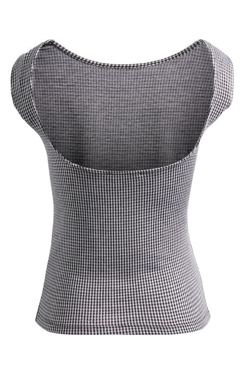 Madewell Gingham Low Back Cap Sleeve Top In Jet Black