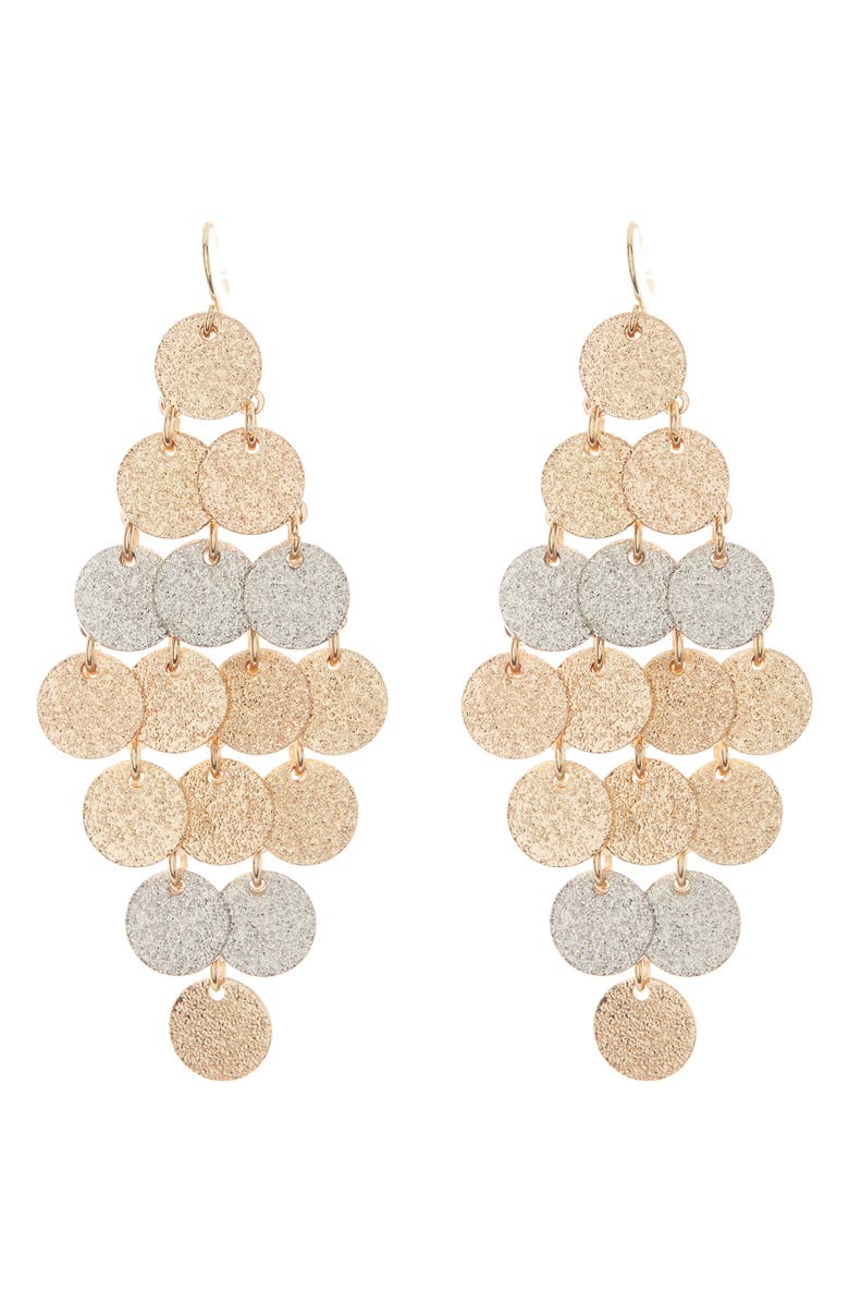 Tasha Two-Tone Disc Chandelier Earrings, Main, color,