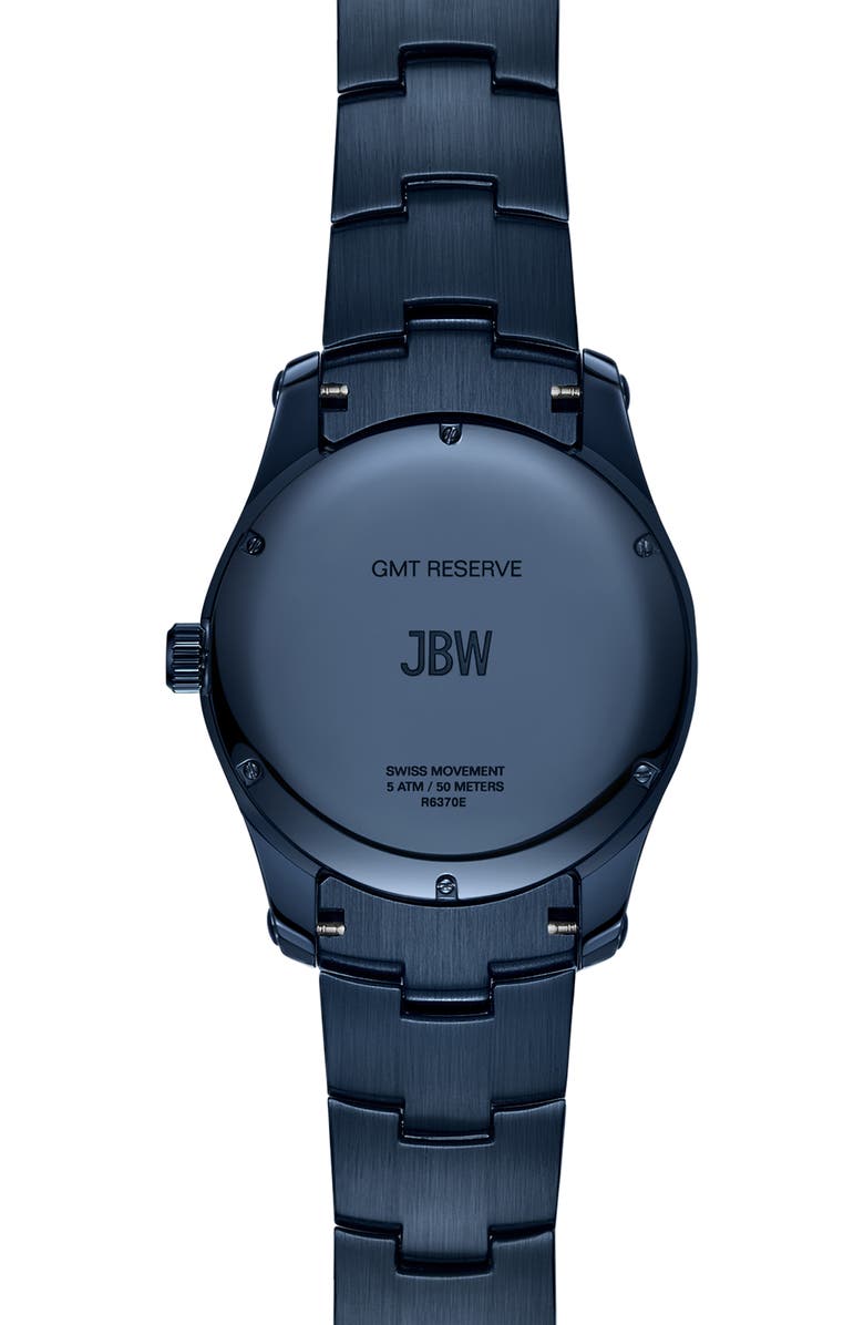 JBW Reserve Jet Setter GMT Diamond & Crystal Bracelet Watch, 46mm, Alternate, color, Blue