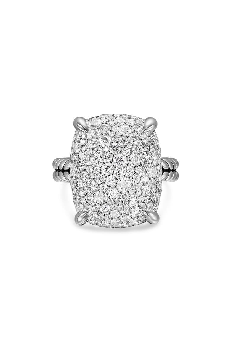 Chatelaine® Elongated Ring, Sterling Silver with Diamonds, 19mm, Main, color, SILVER PAVE