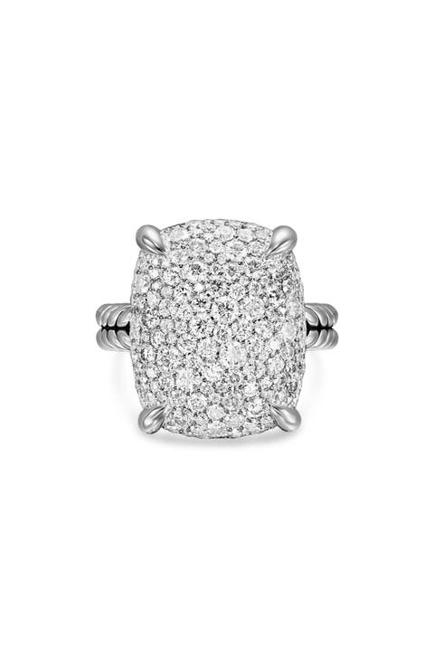 Chatelaine® Elongated Ring, Sterling Silver with Diamonds, 19mm