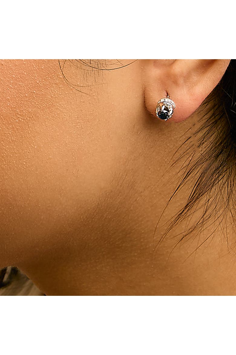 14K White Gold 1.00 Ct Blue and White Diamond Hidden Halo Stud Earrings, Alternate, color, White