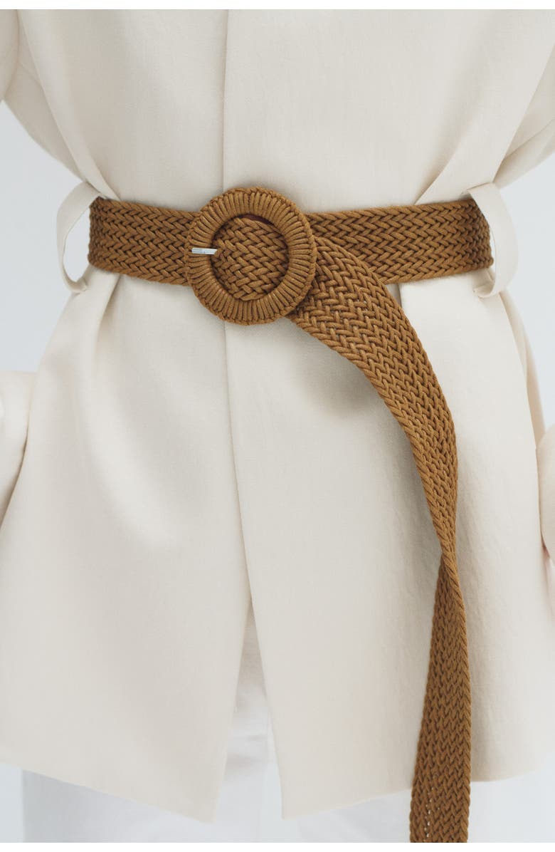 H&M Belted Lapelless Blazer, Alternate, color, Cream