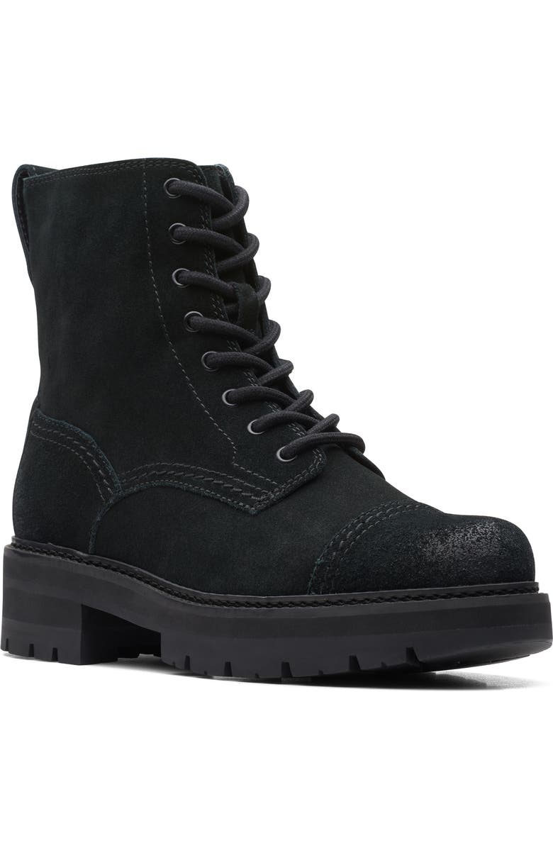 Clarks<sup>®</sup> Orianna Cap Lug Sole Bootie, Main, color, Black Sde