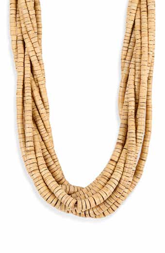 Kenneth Jay Lane Wood Beaded Multistrand Necklace