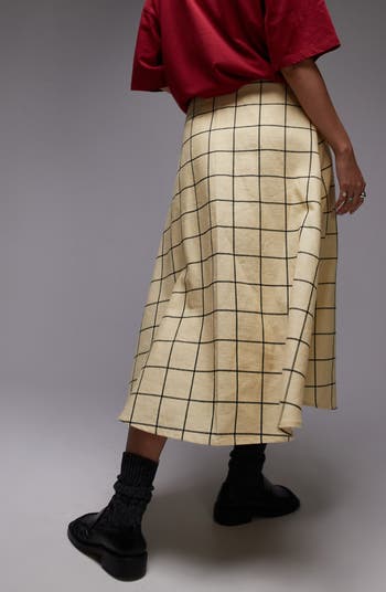 Windowpane Checked Volume Skirt