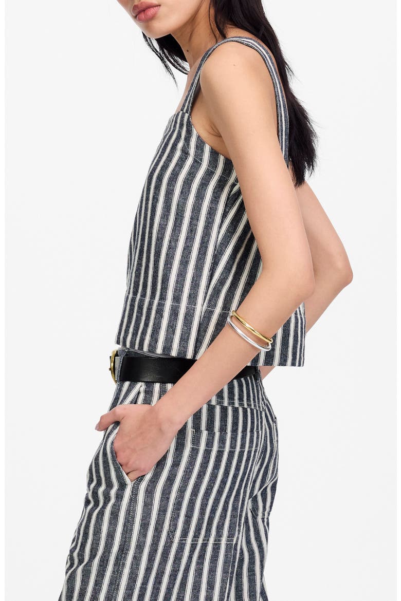 Stripe Square Neck Linen & Cotton Tank, Alternate, color, NAVY WHITE STRIPE