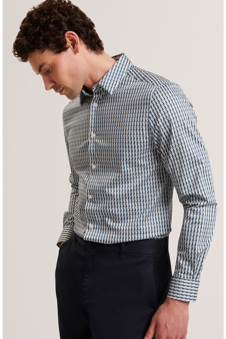 Firdawi Long Sleeve Slim Fit Button-Up Shirt, Alternate, color, NAVY