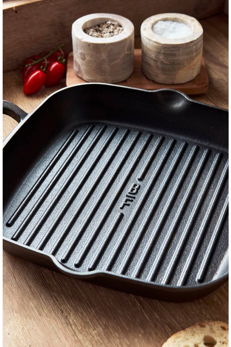 x Bobby Flay 11" Cast Iron Square Grill Pan, Alternate, color, BLACK
