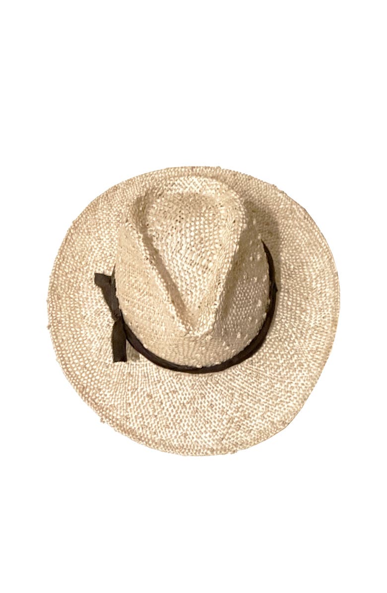 Binata Millinery Luna Knotted Sisal Fedora Hat, Alternate, color, Natural With Olive Trim