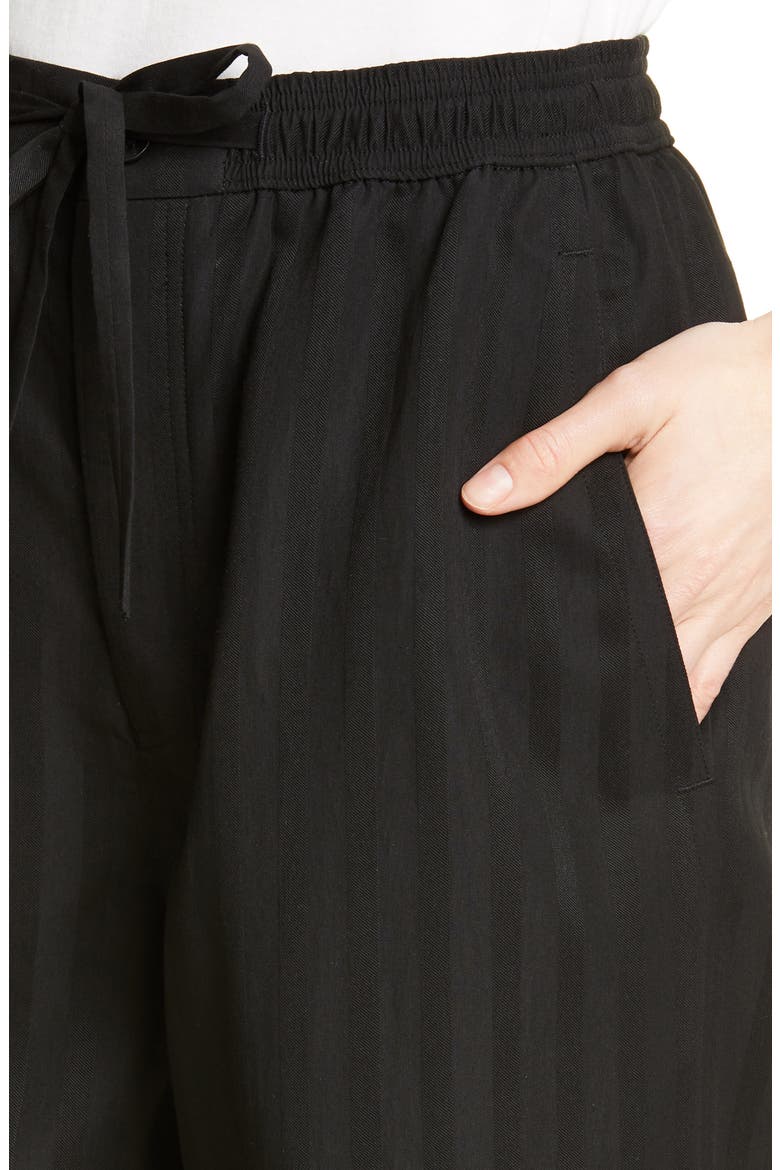 Tonal Stripe Relaxed Wide Leg Pants, Alternate, color, BLACK/ BLACK STRIPE