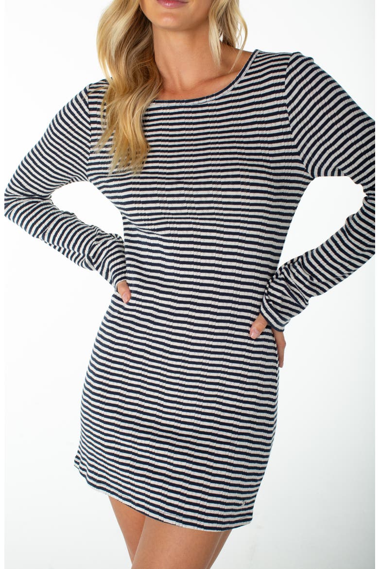 Hermosa Stripe Long Sleeve Minidress, Alternate, color, ANTHRACITE