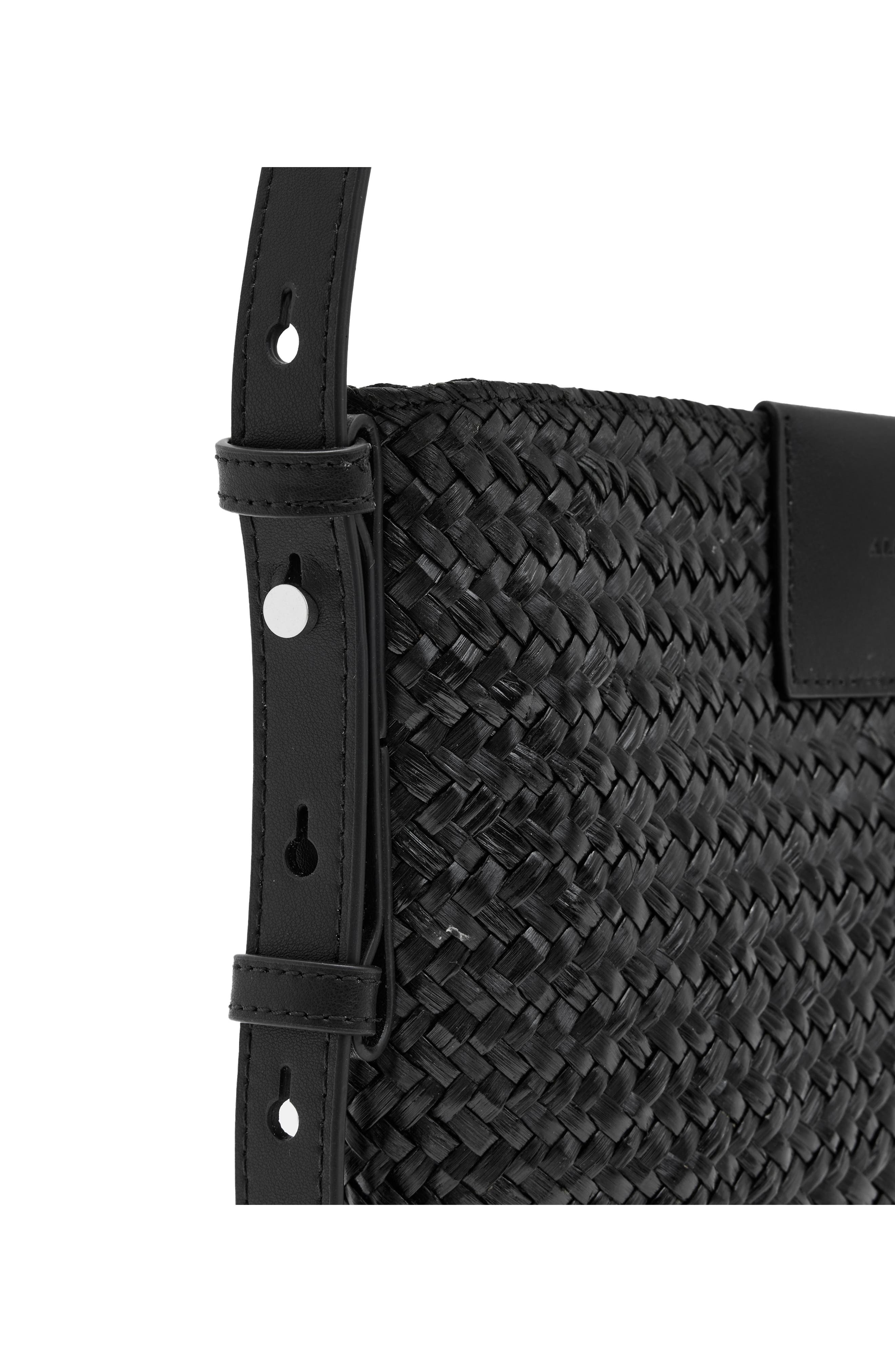 Ebro Straw Crossbody Bag, Alternate, color, BLACK