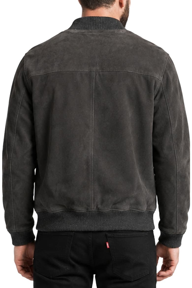 Classic Suede Bomber Jacket, Alternate, color, DARK GREY