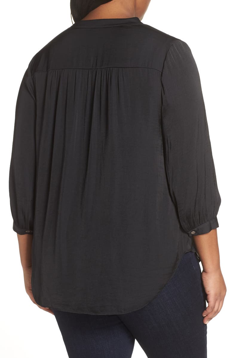 Vince Camuto Rumple Satin Blouse, Alternate, color, Rich Black