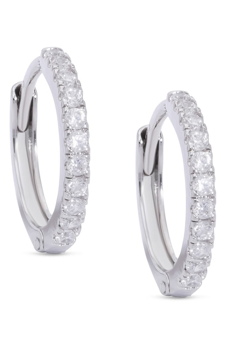 Lily Nily Kids' Pavé Cubic Zirconia Hoop Earrings, Main, color, White