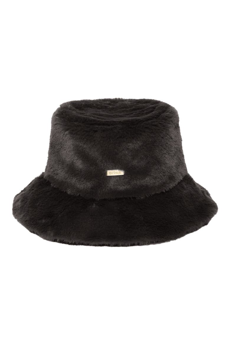 Faux Fur Bucket Hat, Main, color, BLACK