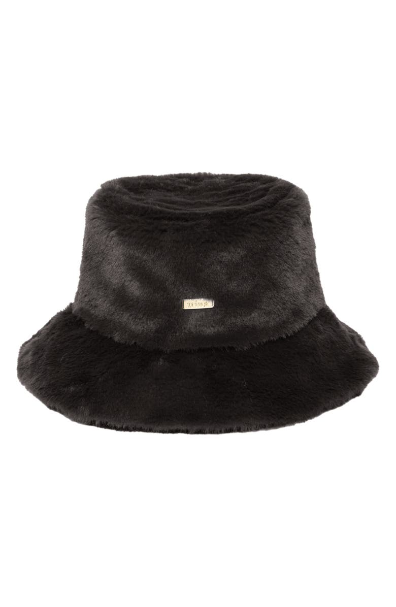 San Diego Hat Faux Fur Bucket Hat, Main, color, Black