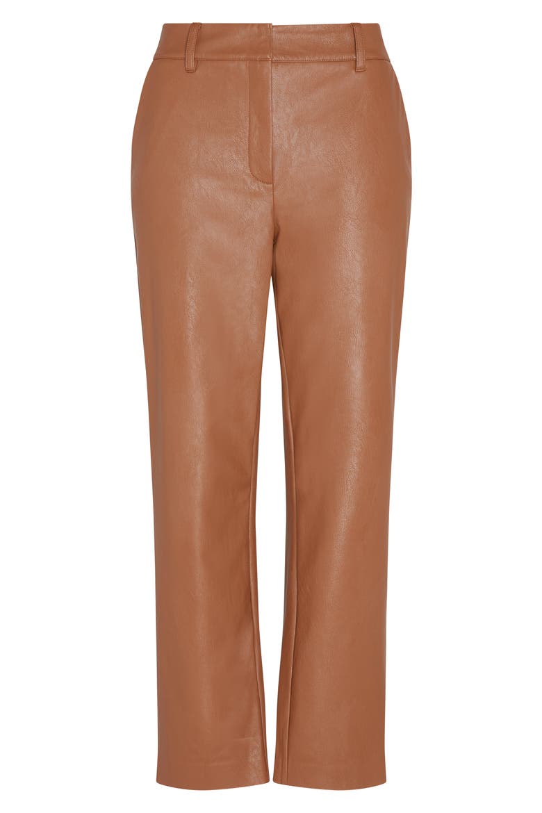Faux Leather 7/8 Trousers, Alternate, color, COCOA