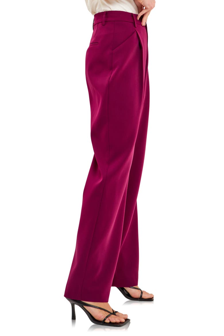 Classic Pleated Suit Trousers, Alternate, color, BERRY VIOLET
