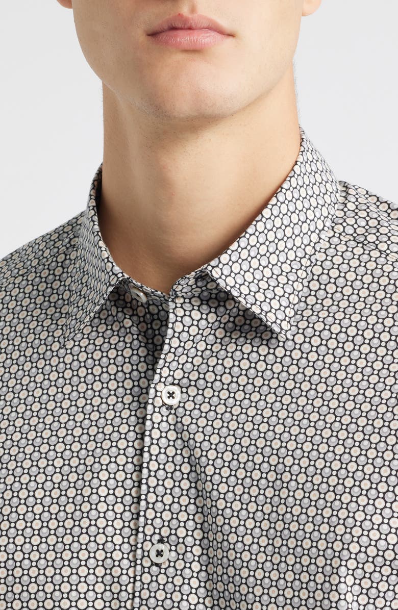 James Campbell Robo Trim Fit Dot Print Stretch Cotton Button-Up Shirt, Alternate, color, Black