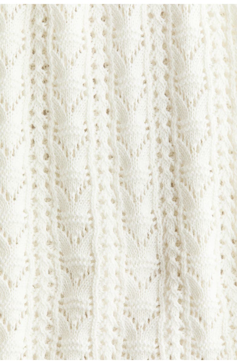 H&M Crochet-look Cotton Trousers, Alternate, color, Cream