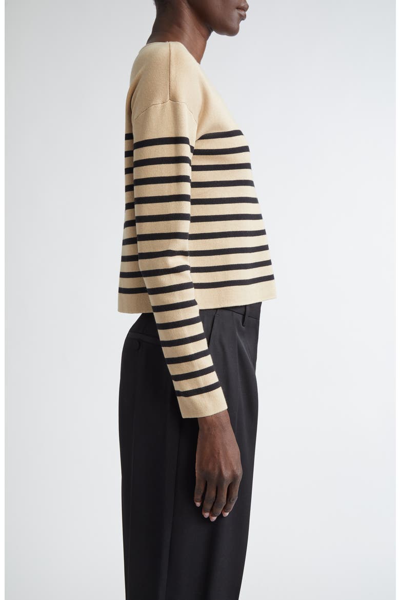 Ronnie Stripe Boatneck Silk & Cotton Sweater, Alternate, color, HAZELWOOD/ BLACK