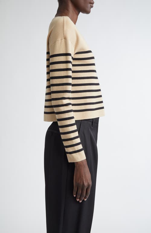 Altuzarra Ronnie Stripe Boatneck Silk & Cotton Sweater In Brown