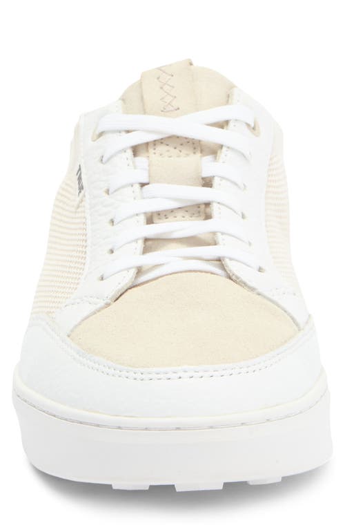 True Linkswear Mixed Media Sneaker In White Truffle