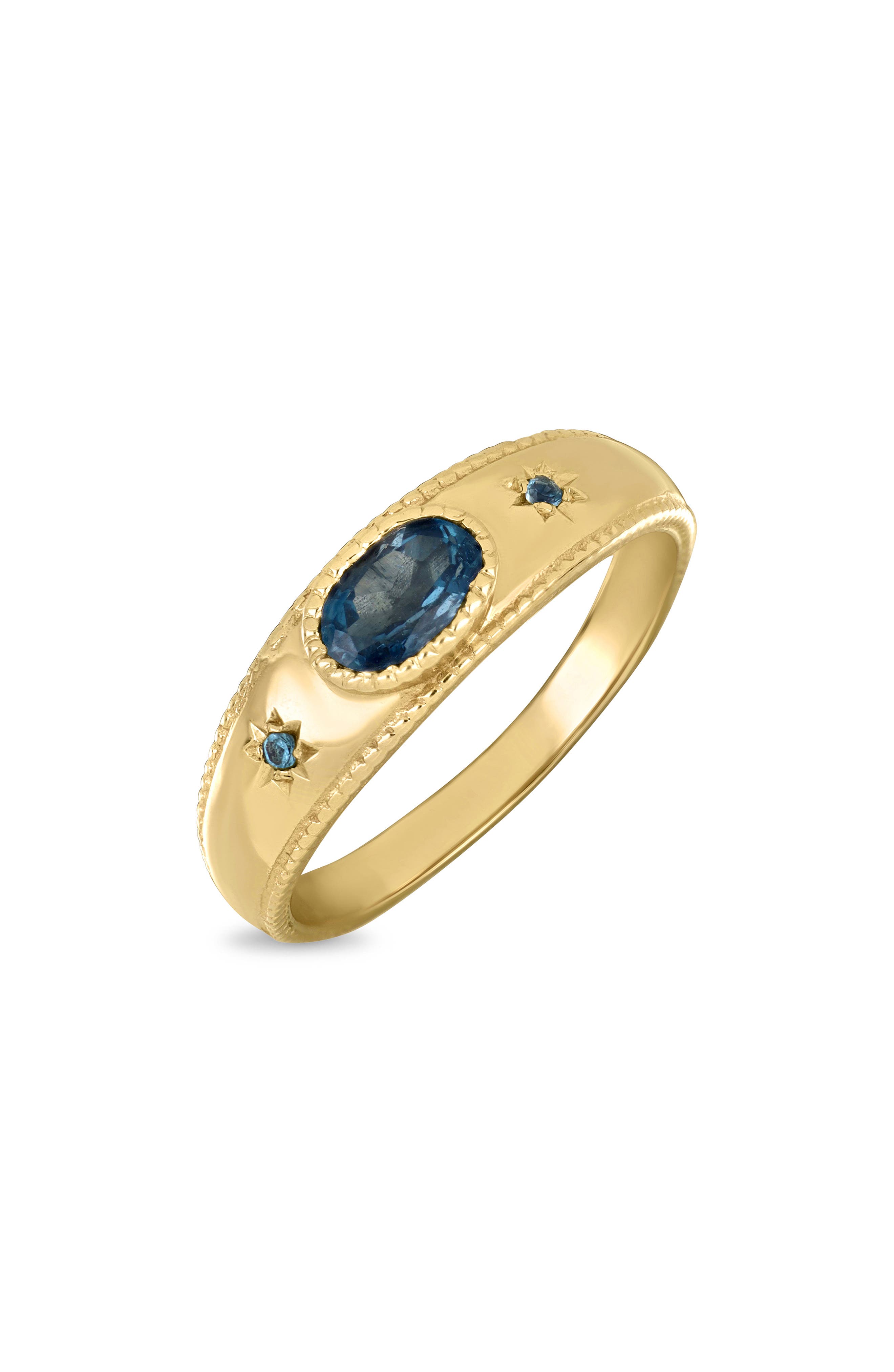 BLC 14k Gold London Blue Topaz Signet Ring