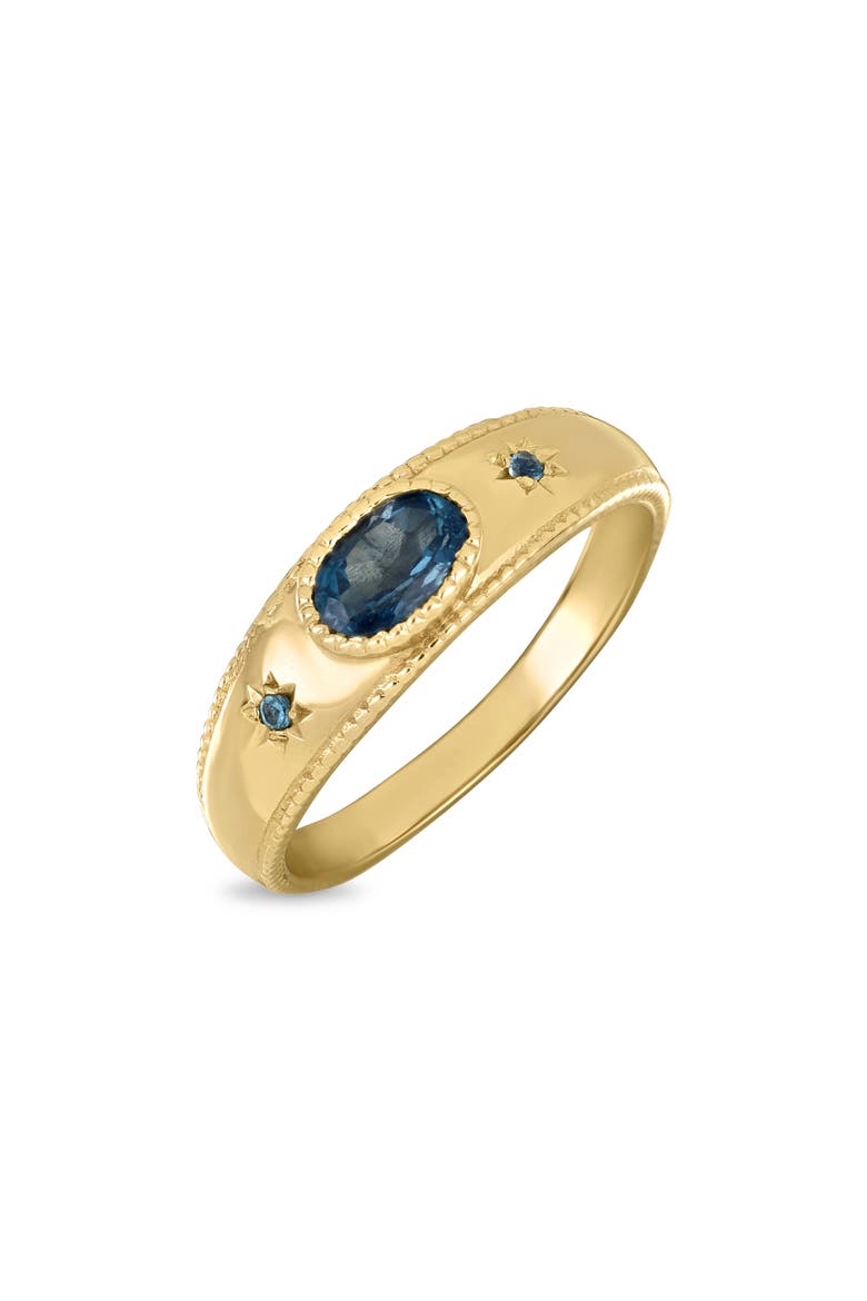 BLC 14k Gold London Blue Topaz Signet Ring, Main, color, 14KY