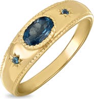 Bony Levy BLC 14k Gold London Blue Topaz Signet Ring