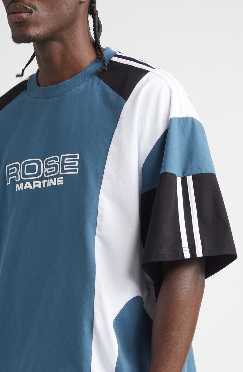 Martine Rose Paneled Oversize Logo T-Shirt, Alternate, color, Blue