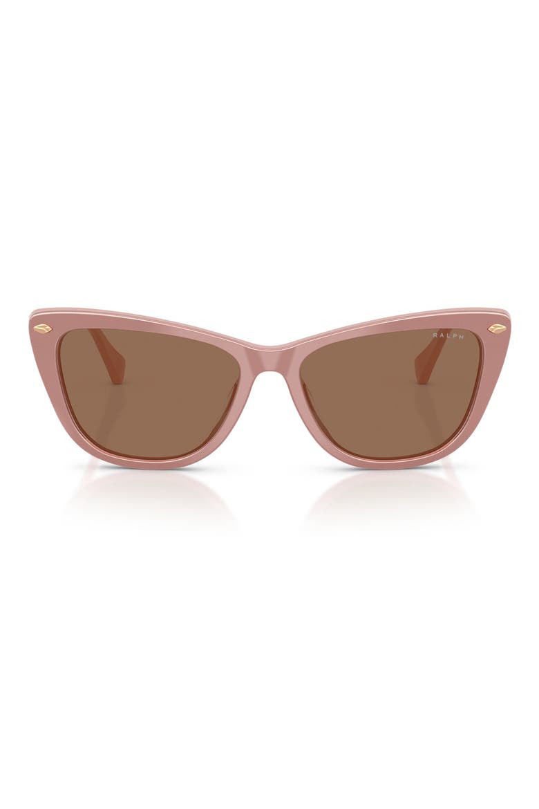 57mm Cat Eye Sunglasses, Main, color, TOP OPAL ROSE/ BROWN