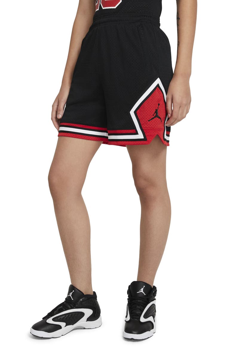 Nike Jordan Essential Diamond Shorts, Main, color, BLACK/ RED