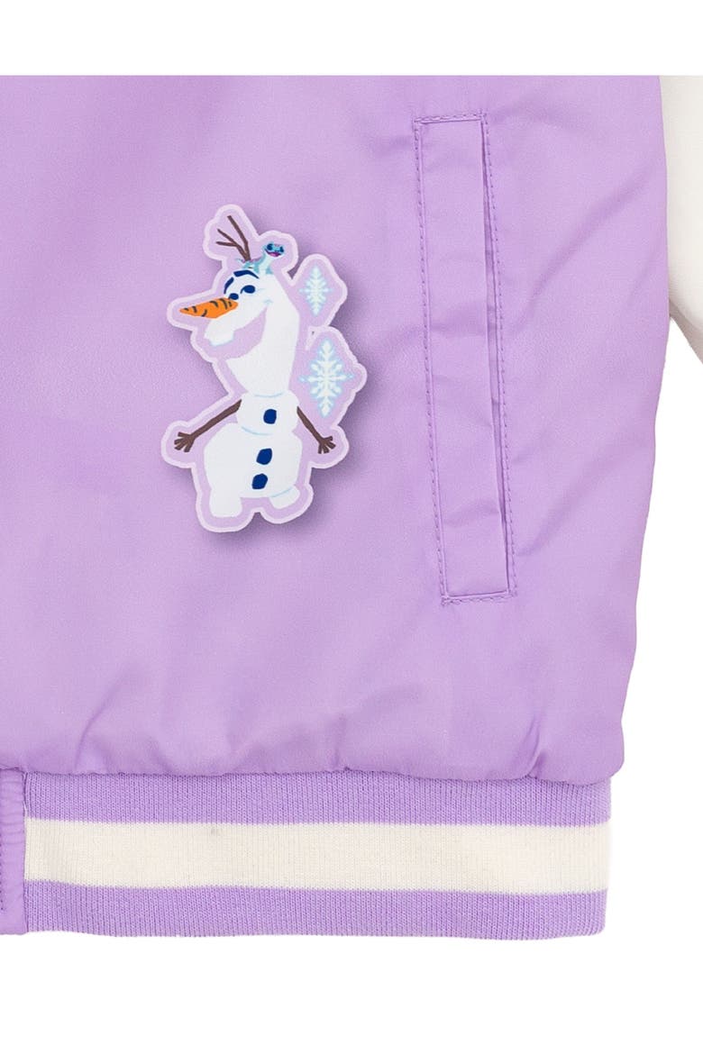 Frozen Varsity Bomber Jacket, Alternate, color, Lavender Anna Elsa