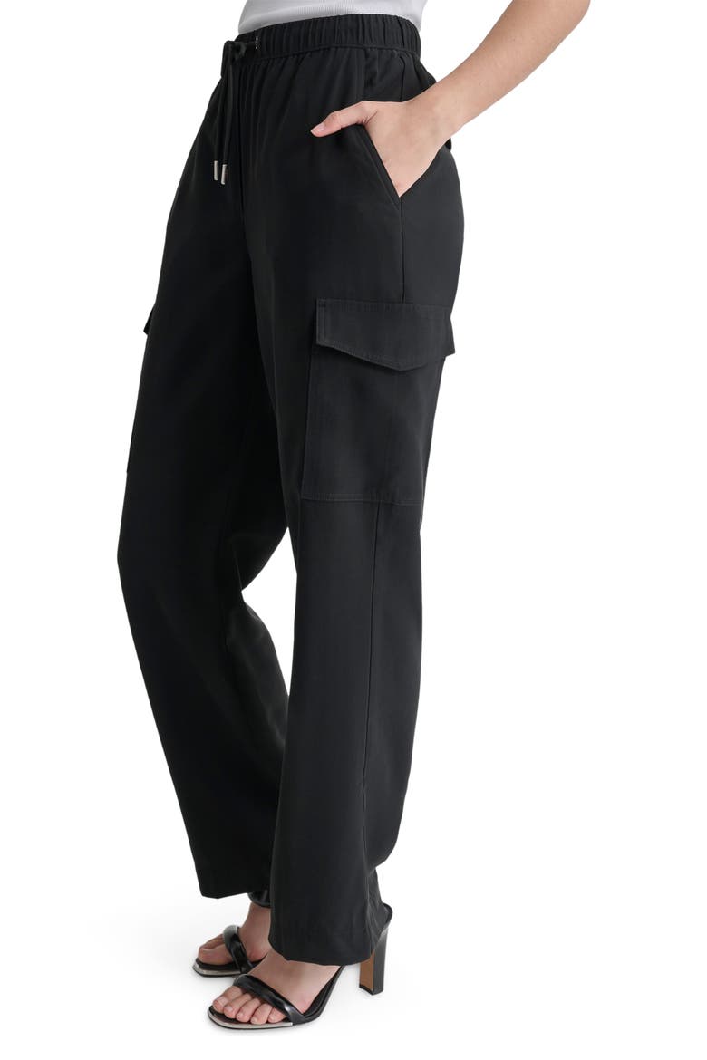 Carrot Drawstring Cargo Pants, Alternate, color, BLACK