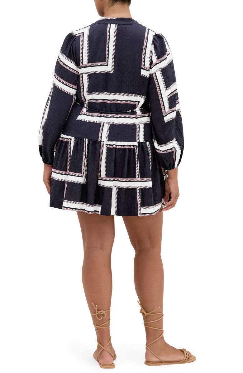 City Chic Laurie Print Long Sleeve Dress, Alternate, color, Sleek Stripes Navy