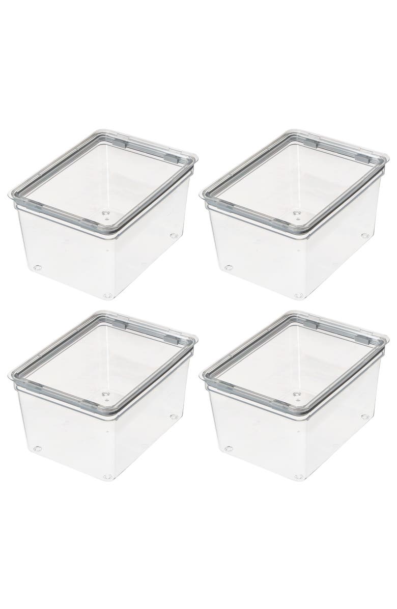 iDesign Large Food Storage Bin with Airtight Lid - Set of 4 - Clear, Main, color,