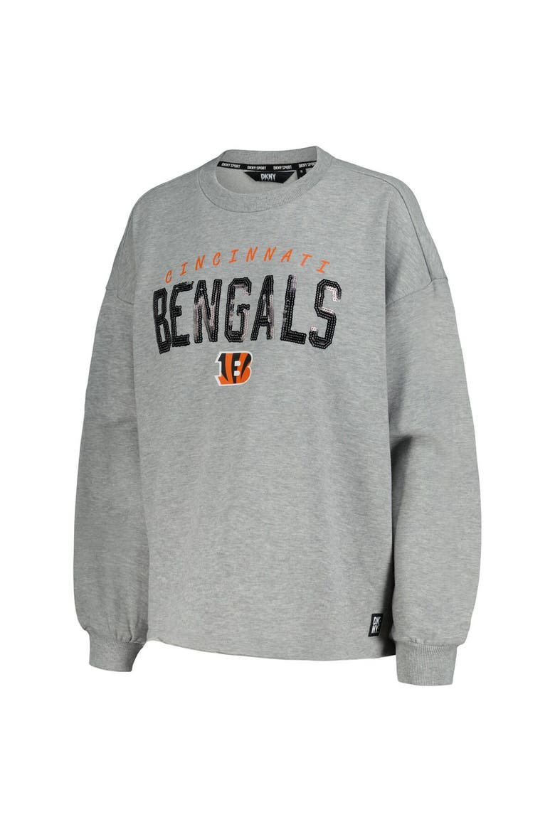 Women's DKNY Sport Heather Charcoal Cincinnati Bengals Penelope Pullover Sweatshirt, Alternate, color, Heather Charcoal